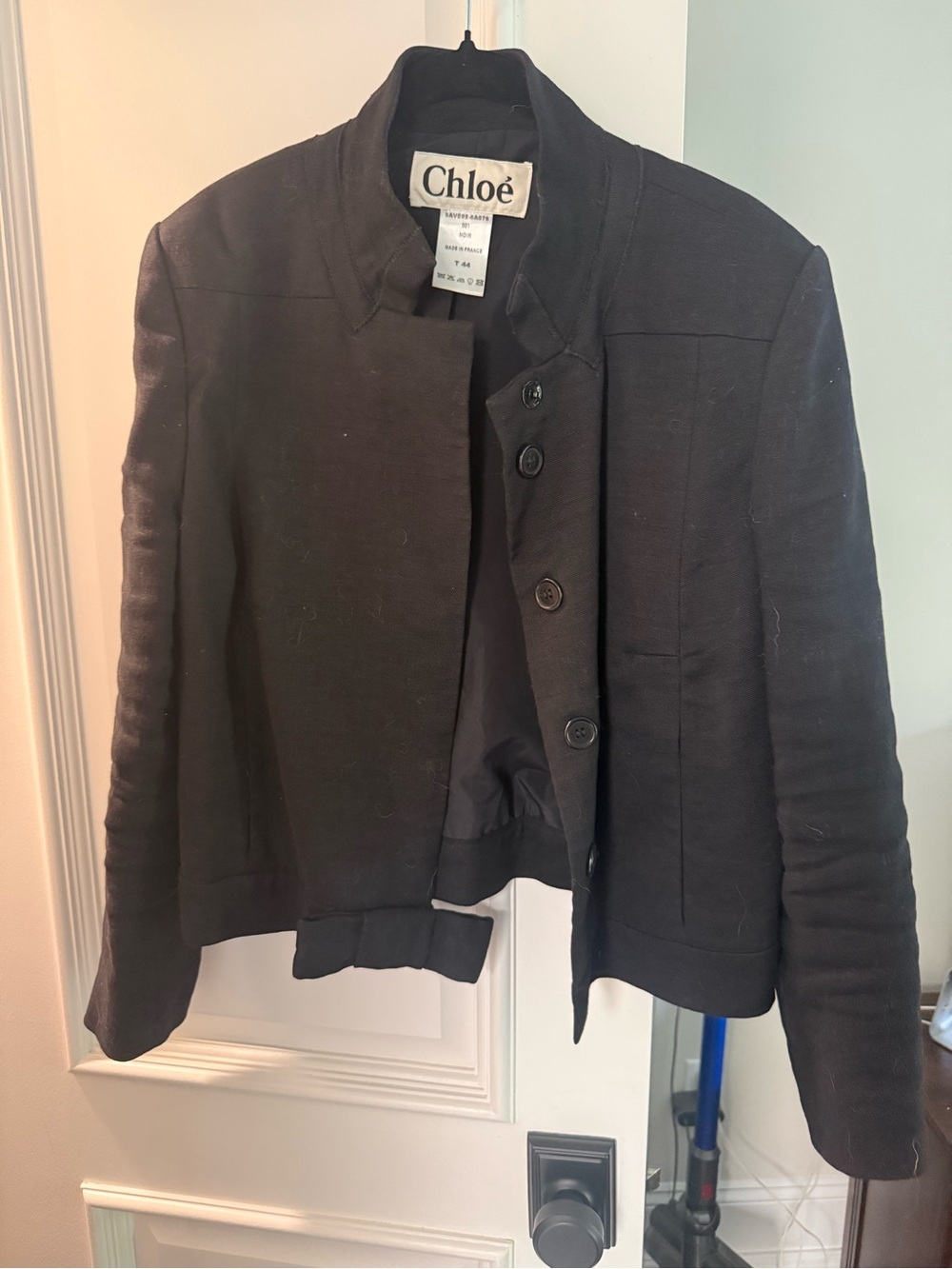 Chloé Black Cropped Button-Front Jacket
